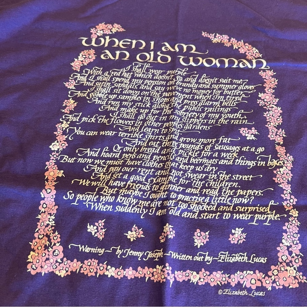 Old Woman Red Hat Short Sleeve Purple Hanes Beefy-T T-Shirt Size XL - Picture 3 of 6